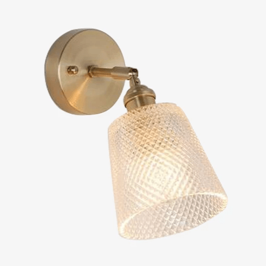 Applique murale dorée à LED avec abat-jour en verre