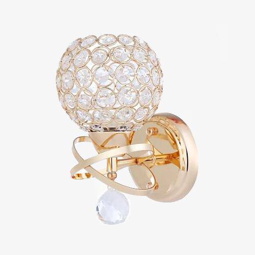 Applique murale dorée antique avec boule en cristal - Éclat de Luxe