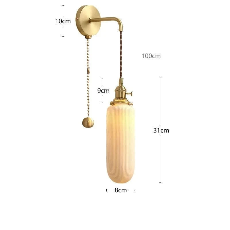Applique murale dorée céramique moderne ajustable LED. | Marco Lucetti Interrupteur à chaîne 3