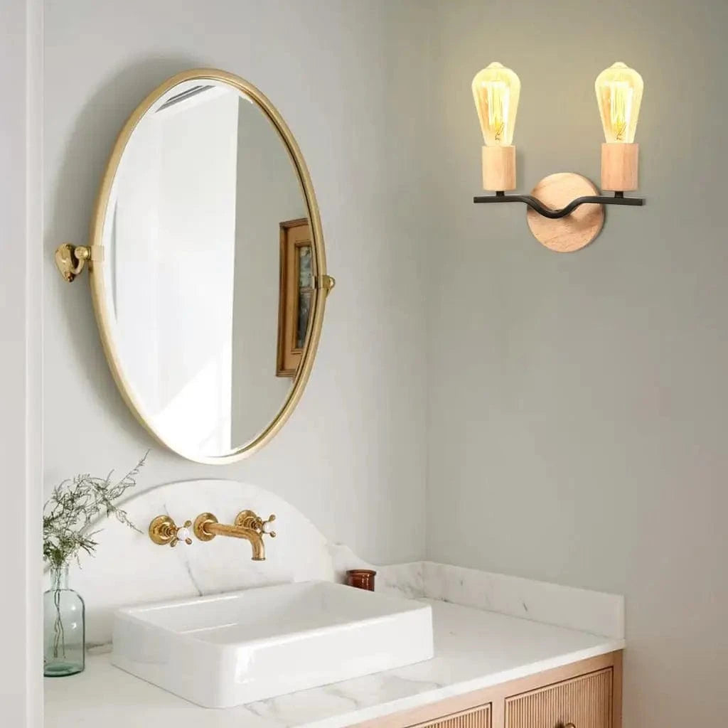 Applique murale double tête bois et fer loft | Marco Lucetti