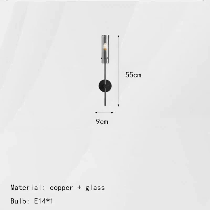 Applique murale Élégance en laiton | Marco Lucetti Verre A-Noir-Gris / Lumière naturelle