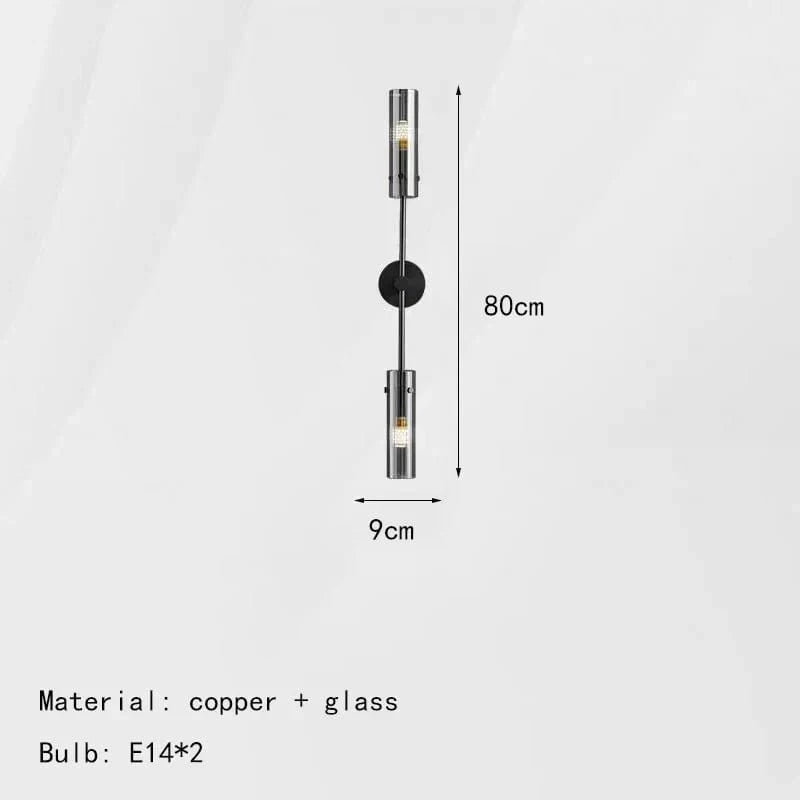 Applique murale Élégance en laiton | Marco Lucetti Verre B-Noir-Gris / Lumière naturelle