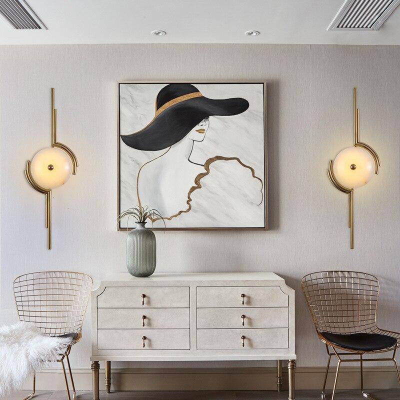 Applique murale élégante en marbre et métal doré | Marco Lucetti