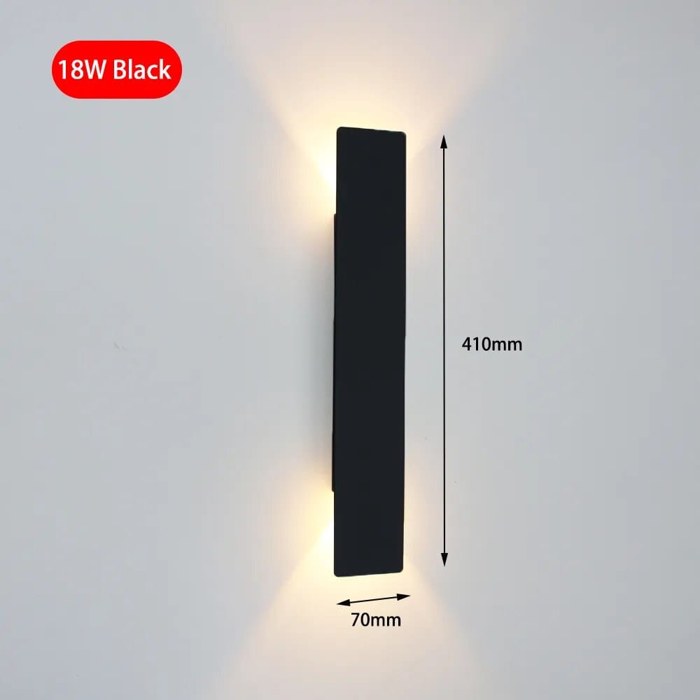 Applique murale en aluminium pour le couloir de la maison | Marco Lucetti 18W noir / Blanc chaud (2700-3500K)