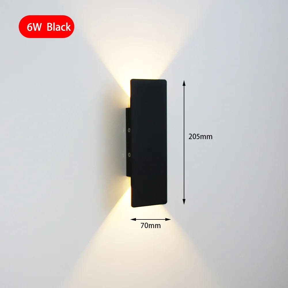 Applique murale en aluminium pour le couloir de la maison | Marco Lucetti 6W noir / Blanc chaud (2700-3500K)