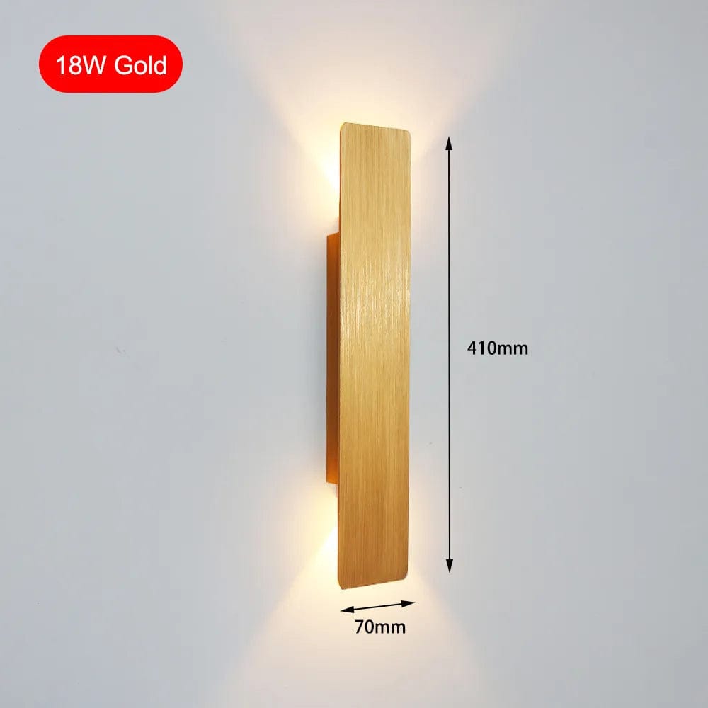 Applique murale en aluminium pour le couloir de la maison | Marco Lucetti Or 18W / Blanc chaud (2700-3500K)