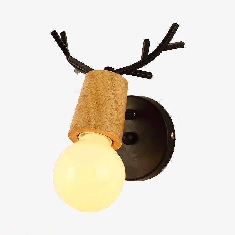 Applique murale en bois : Cerf en noir ou blanc