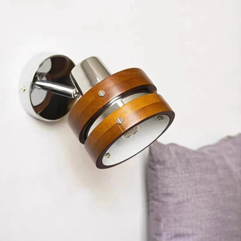 Applique murale en bois et lampe de lecture chromée - Dernière nouveauté | Marco Lucetti