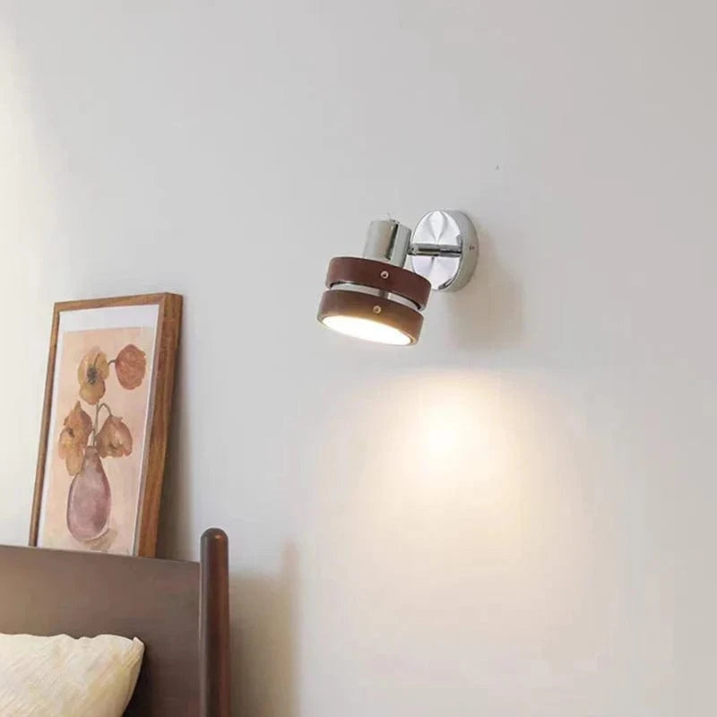 Applique murale en bois et lampe de lecture chromée - Dernière nouveauté | Marco Lucetti