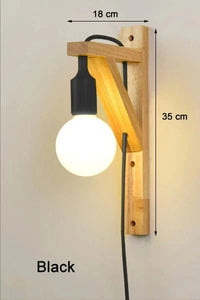 Applique murale en bois massif avec design créatif et câble minimaliste | Marco Lucetti Noir sans ampoule