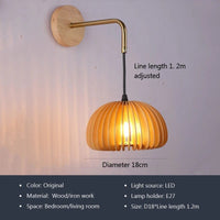 Applique murale en bois massif de style japonais | Marco Lucetti B / Avec ampoule