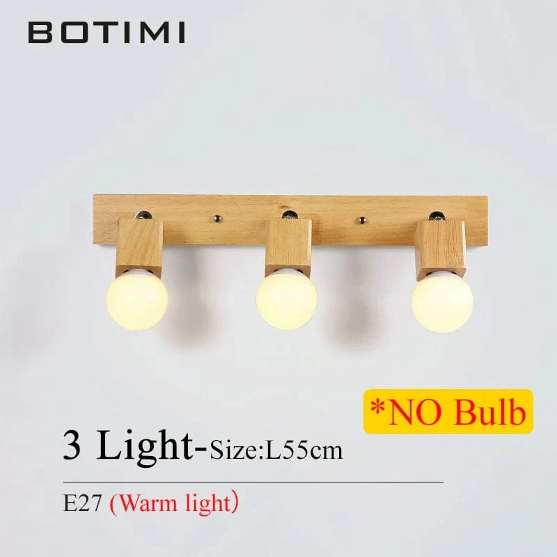 Applique murale en bois massif pour hôtel et miroir ajustable | Marco Lucetti 3 lumières (PAS d&#39;ampoule)