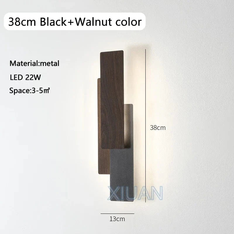 Applique murale en bois naturel contemporain | Marco Lucetti 38 cm Noir / 3 températures de couleur