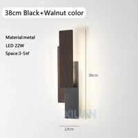 Applique murale en bois naturel contemporain | Marco Lucetti 38 cm Noir / 3 températures de couleur