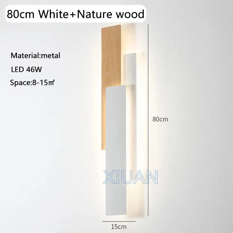 Applique murale en bois naturel contemporain | Marco Lucetti 80 cm Blanc / 3 températures de couleur