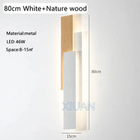 Applique murale en bois naturel contemporain | Marco Lucetti 80 cm Blanc / 3 températures de couleur