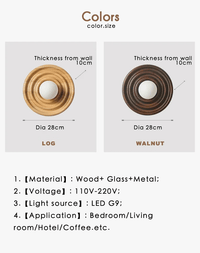 Applique murale en bois nordique pour chevet, étude, hôtel : lampe G9 AC90-260V | Marco Lucetti