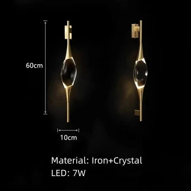Applique murale en cristal de style postmoderne | Marco Lucetti 60cm-Or-Fer / Lumière blanche 5000K
