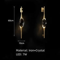 Applique murale en cristal de style postmoderne | Marco Lucetti 60cm-Or-Fer / Lumière blanche 5000K