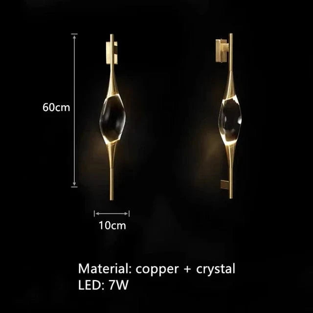 Applique murale en cristal de style postmoderne | Marco Lucetti 60cm-Or-Laiton / Lumière chaude 3000K