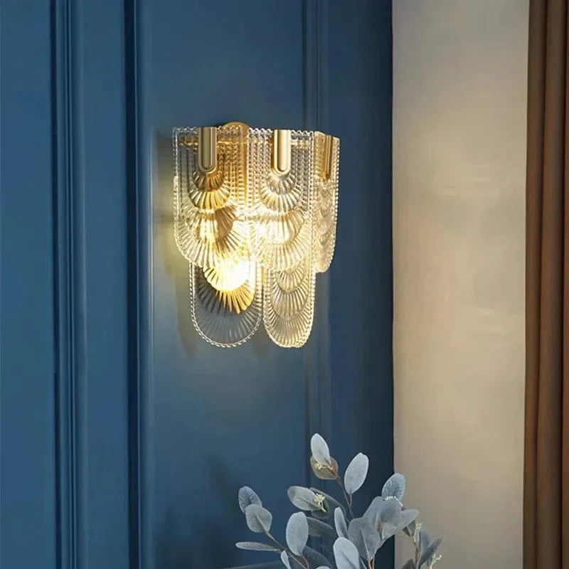 Applique Murale en Cristal Moderne Intérieur Doré - Collection Luxe pour Salon, Allée & Escalier | Marco Lucetti