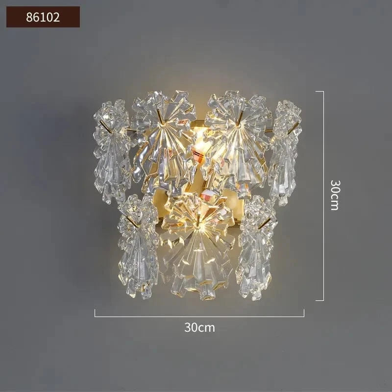 Applique Murale en Cristal Moderne Intérieur Doré - Collection Luxe pour Salon, Allée & Escalier | Marco Lucetti 86102 / Blanc chaud (2700-3500K)