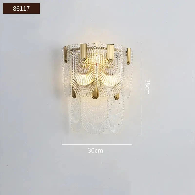 Applique Murale en Cristal Moderne Intérieur Doré - Collection Luxe pour Salon, Allée & Escalier | Marco Lucetti 86106 / Blanc chaud (2700-3500K)