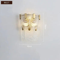 Applique Murale en Cristal Moderne Intérieur Doré - Collection Luxe pour Salon, Allée & Escalier | Marco Lucetti 86106 / Blanc chaud (2700-3500K)