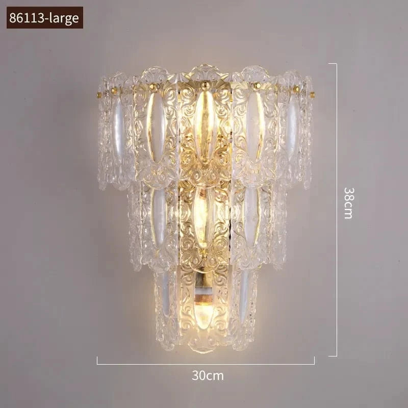 Applique Murale en Cristal Moderne Intérieur Doré - Collection Luxe pour Salon, Allée & Escalier | Marco Lucetti 86113-L / Blanc chaud (2700-3500K)