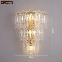 Applique Murale en Cristal Moderne Intérieur Doré - Collection Luxe pour Salon, Allée & Escalier | Marco Lucetti 86113-L / Blanc chaud (2700-3500K)