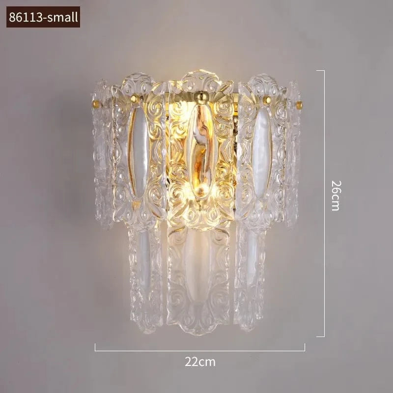 Applique Murale en Cristal Moderne Intérieur Doré - Collection Luxe pour Salon, Allée & Escalier | Marco Lucetti 86113-S / Blanc froid (5 500-7 000 K).