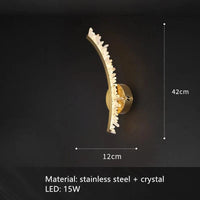 Applique murale en cristal naturel et métal doré pour une ambiance luxueuse | Marco Lucetti A-42cm / Blanc chaud (2700-3500K)