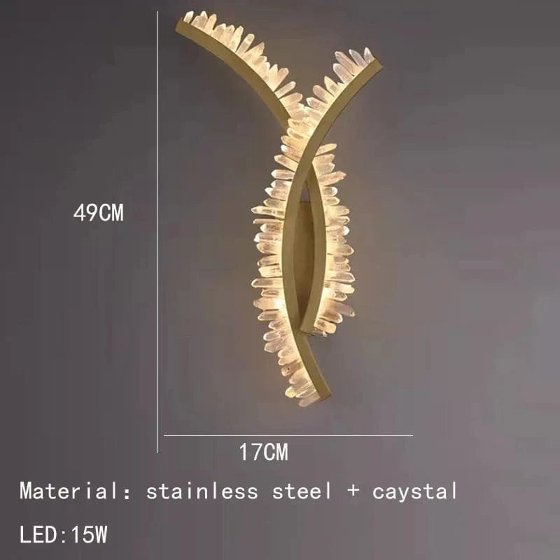 Applique murale en cristal naturel et métal doré pour une ambiance luxueuse | Marco Lucetti B-49cm / Blanc froid (5 500-7 000 K).