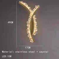 Applique murale en cristal naturel et métal doré pour une ambiance luxueuse | Marco Lucetti B-49cm / Blanc froid (5 500-7 000 K).