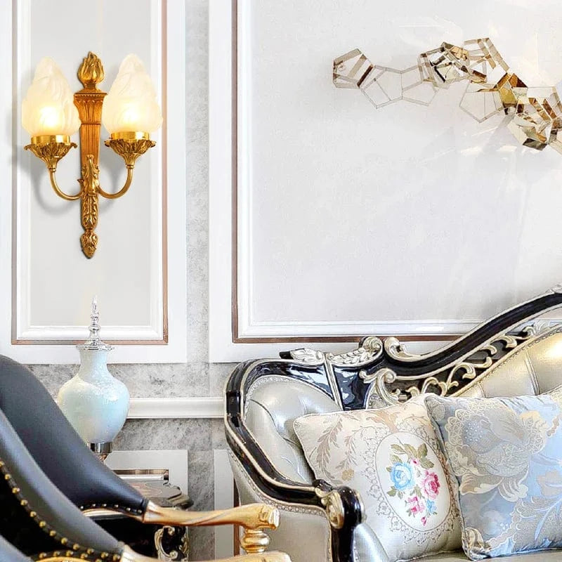 Applique murale en cuivre élégant avec abat-jour en verre | Marco Lucetti