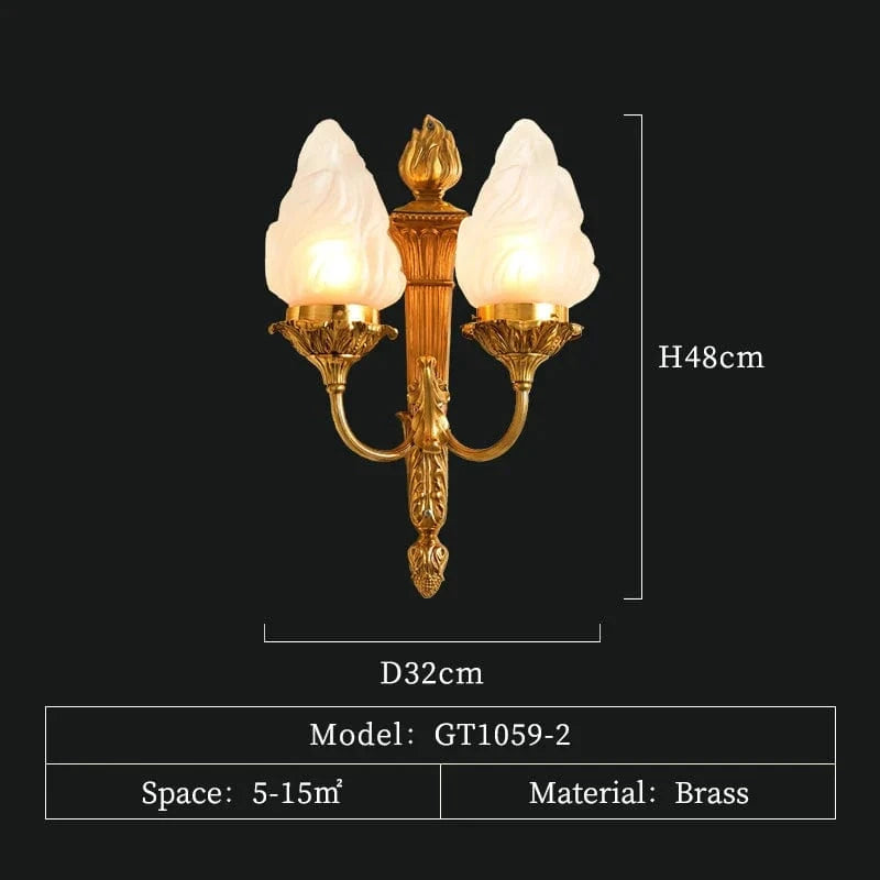 Applique murale en cuivre élégant avec abat-jour en verre | Marco Lucetti L32 H48 E19cm