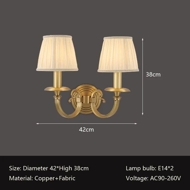 Applique murale en cuivre style américain pour illuminer votre escalier, couloir ou salon. | Marco Lucetti 2 têtes