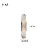 Applique murale en marbre arrondi style Shining LED | Marco Lucetti Noir / Chaude