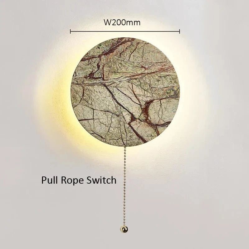 Applique murale en marbre décoratif moderne Wabi Sabi Luxe Royal LED | Marco Lucetti Interrupteur à corde à tirer