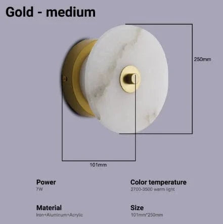 Applique murale en marbre LED pour une décoration intérieure chic | Marco Lucetti Socle doré 25cm 1 / Blanc chaud (2700-3500K)