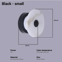 Applique murale en marbre LED pour une décoration intérieure chic | Marco Lucetti Socle noir 16 cm 1 / Blanc chaud (2700-3500K)