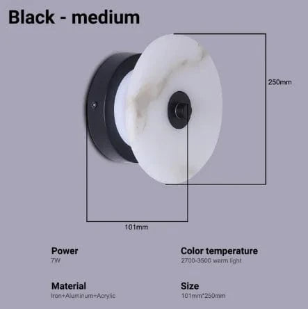 Applique murale en marbre LED pour une décoration intérieure chic | Marco Lucetti Socle noir 25 cm 1 / Blanc chaud (2700-3500K)