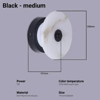 Applique murale en marbre LED pour une décoration intérieure chic | Marco Lucetti Socle noir 25 cm 1 / Blanc chaud (2700-3500K)