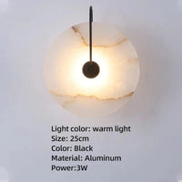 Applique murale en marbre LED pour une décoration intérieure chic | Marco Lucetti Socle noir 25 cm / Blanc chaud (2700-3500K)