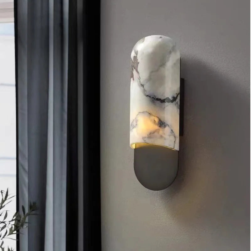 Applique murale en marbre style chinois avec abat-jour LED créatif - Édition Premium