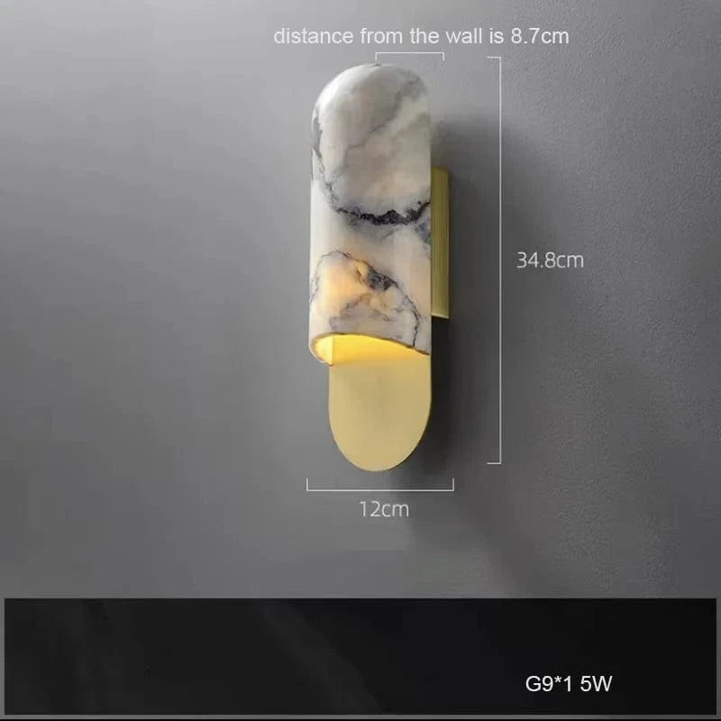 Applique murale en marbre style chinois avec design LED innovant | Marco Lucetti Sable doré / Lumière chaude