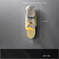 Applique murale en marbre style chinois avec design LED innovant | Marco Lucetti Sable doré / Lumière chaude