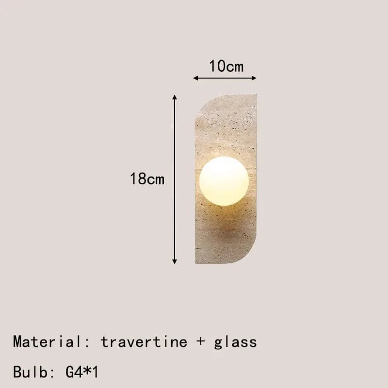 Applique murale en pierre naturelle et verre - Ampoule G4  | Marco Lucetti 1 lumière / Blanc froid (5 500-7 000 K).