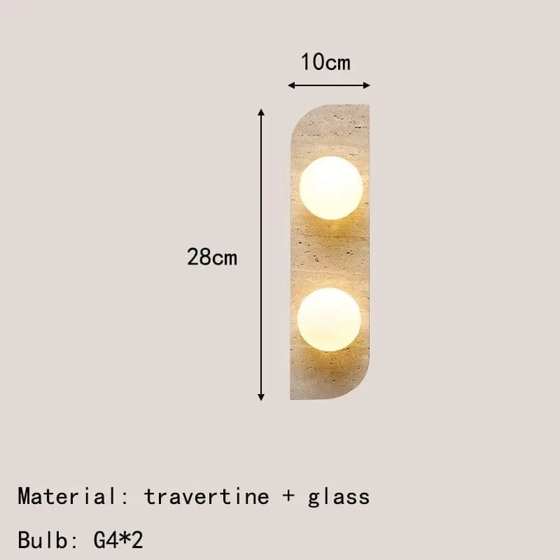 Applique murale en pierre naturelle et verre - Ampoule G4  | Marco Lucetti 2 lumières / Blanc chaud (2700-3500K)