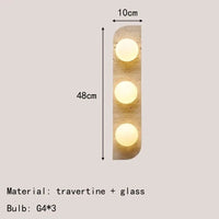 Applique murale en pierre naturelle et verre - Ampoule G4  | Marco Lucetti 3 lumières / Blanc froid (5 500-7 000 K).